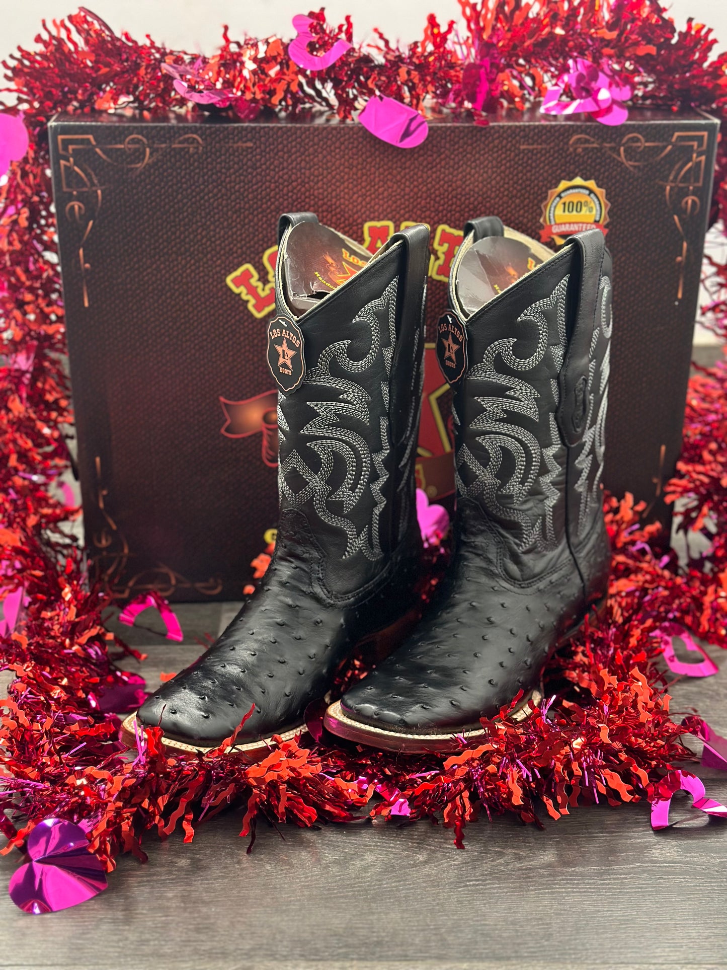 Black Avestruz Exotic Boot