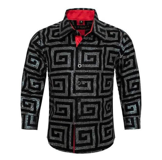 Kids Black Square Flocking Shirt