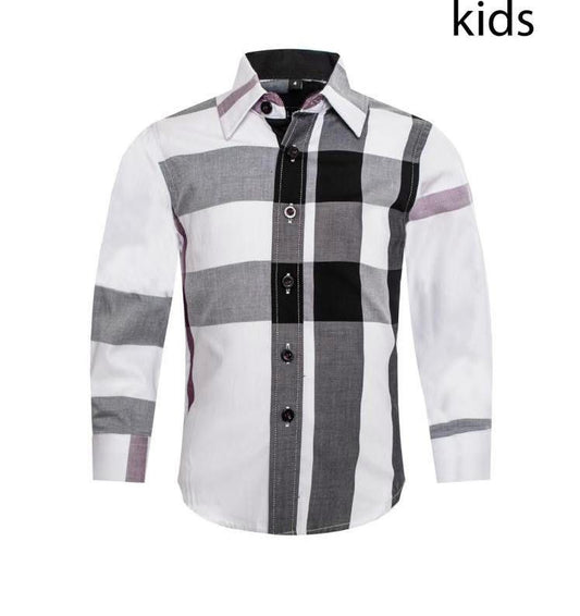 Kids White Plaid Shirt