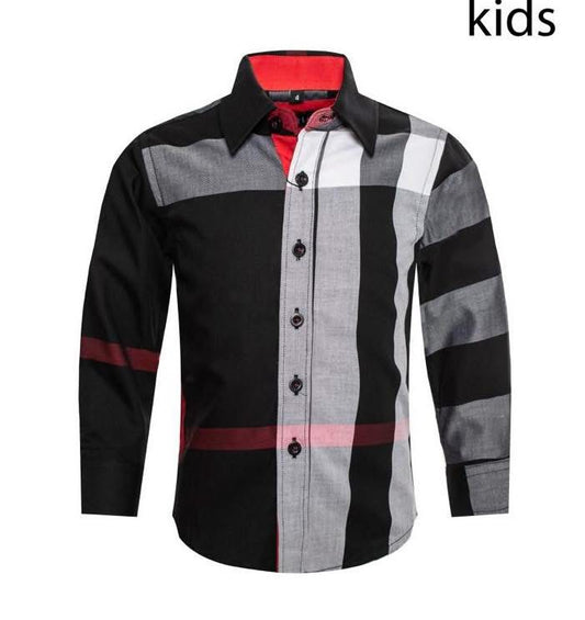 Kids Black Plaid Shirt