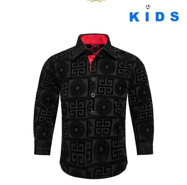 Kids Black Flocking Design Shirt