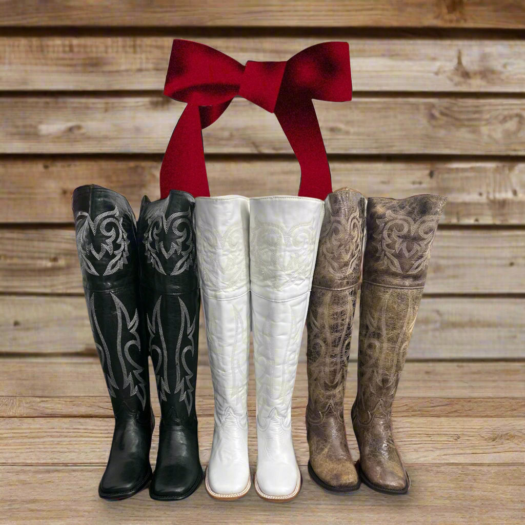 Jaqueline Black Square Toe Knee High Western Boot (Black)