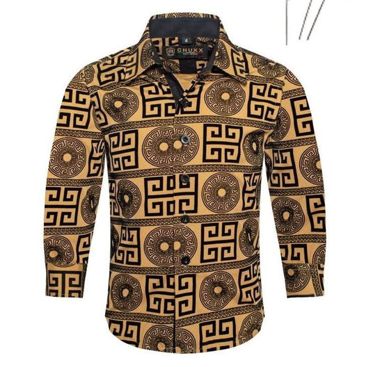 Kids Gold Flocking Design Shirt