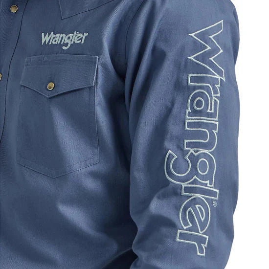 Wrangler Men's Logo Long Sleeve Snap Shirt