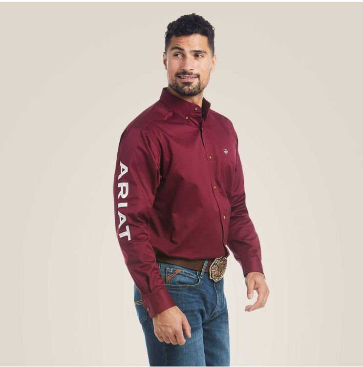 Ariat Burgundy Team Logo Twill Classic Fit Shirt