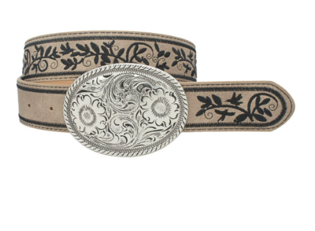 EMBROIDERED STRAP OVAL BUCKLE BELT