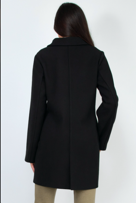 Solid Double-Breasted Lapel Coat