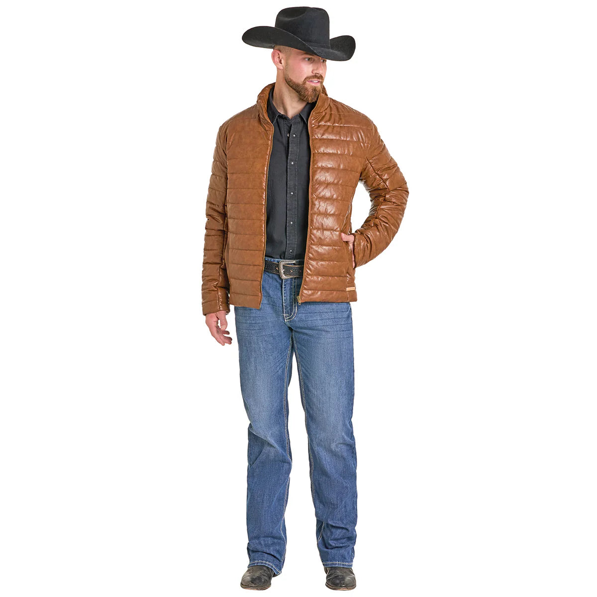 Faux Leather Puffer Jacket