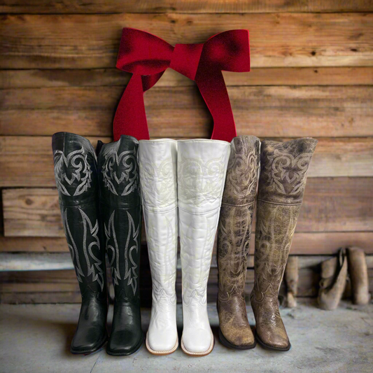 Jaqueline Square Toe Knee High Western Boot (Brown)