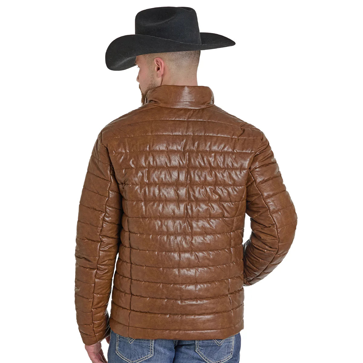 Faux Leather Puffer Jacket