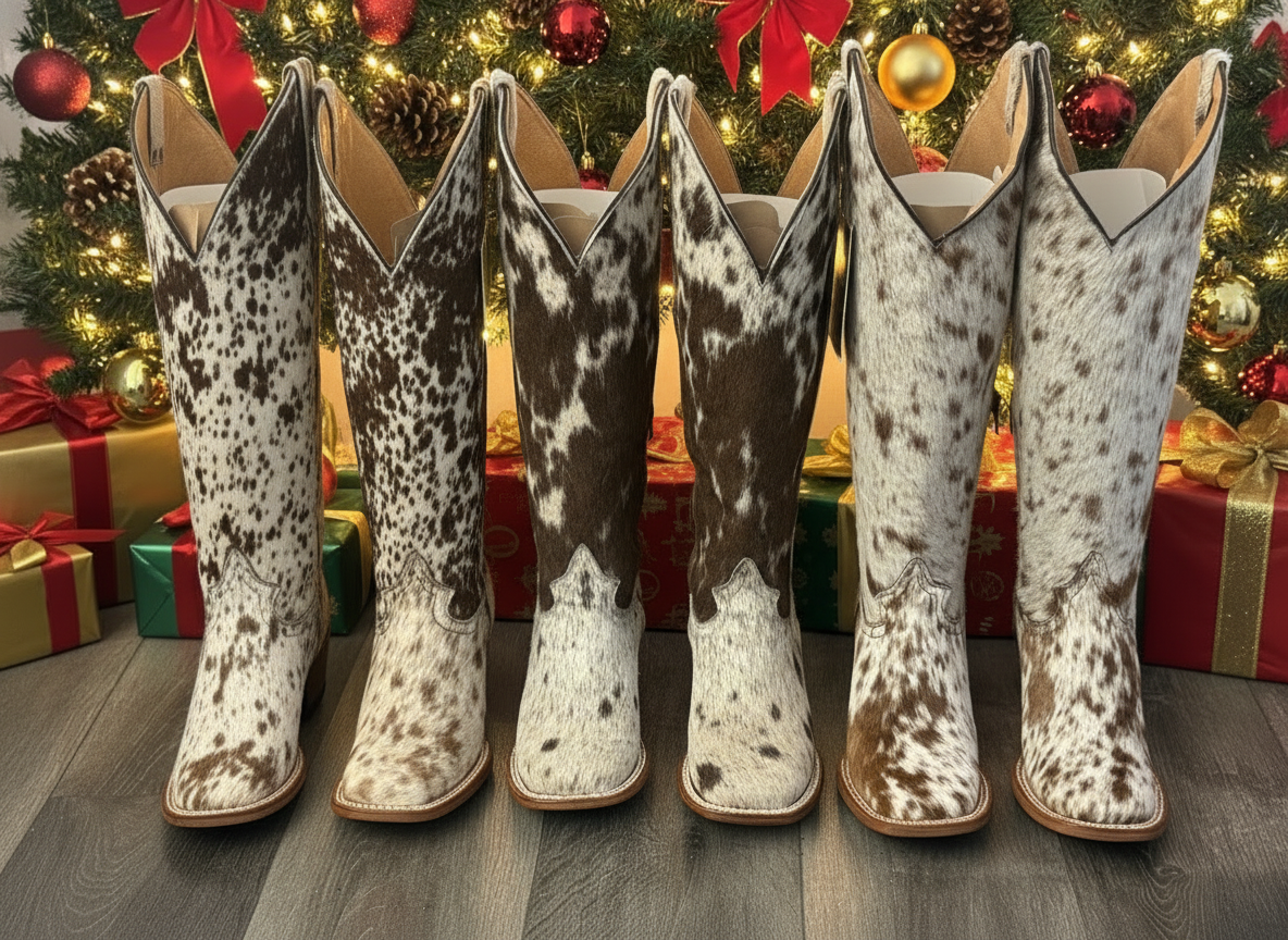 Brown Tall Cowhide Boots