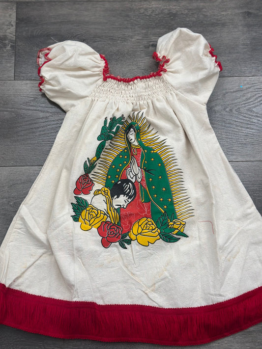 Vestido Niña Guadalupe Beige/Rojo
