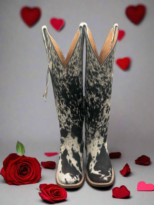 Knee High Square Toe Cowhide Boot