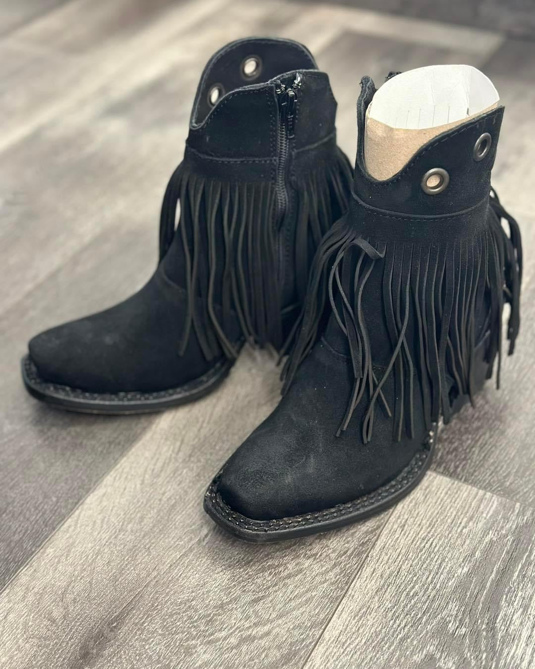 Fringe Black Bootie