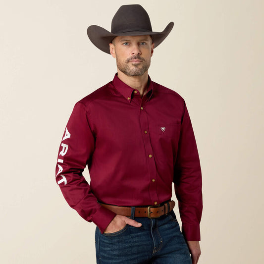 Ariat Burgundy Team Logo Twill Classic Fit Shirt