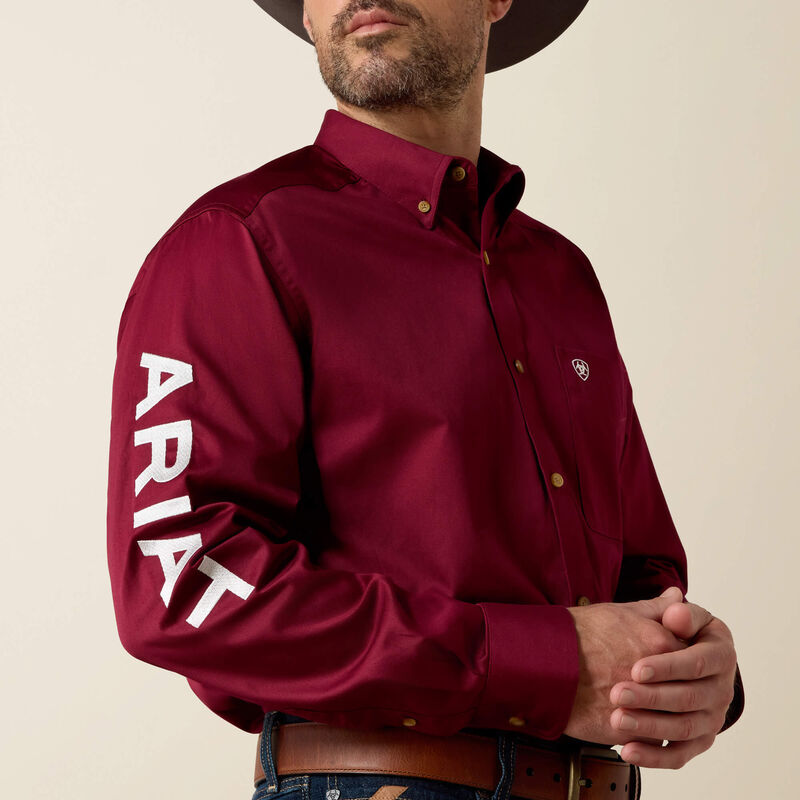 Ariat Burgundy Team Logo Twill Classic Fit Shirt
