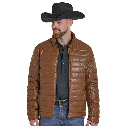 Faux Leather Puffer Jacket