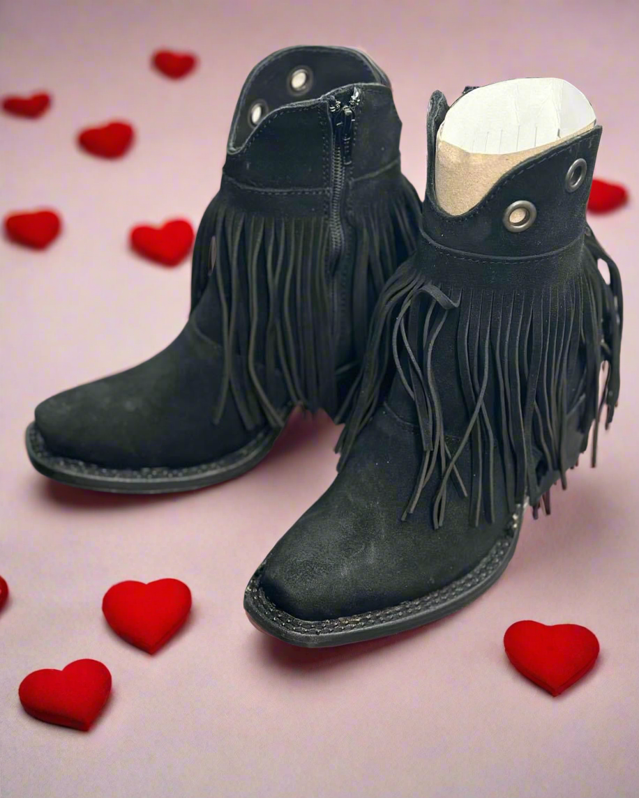 Fringe Black Bootie