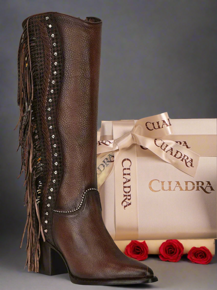 Tall western style brown boot