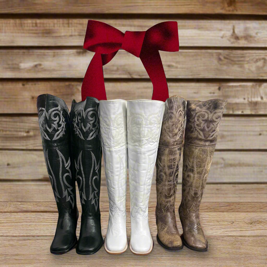 Jaqueline Black Square Toe Knee High Western Boot (Black)