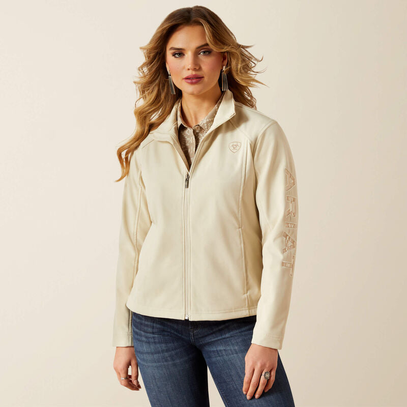 Ariat Logo Softshell Jacket: OYSTER GREY|DUNE