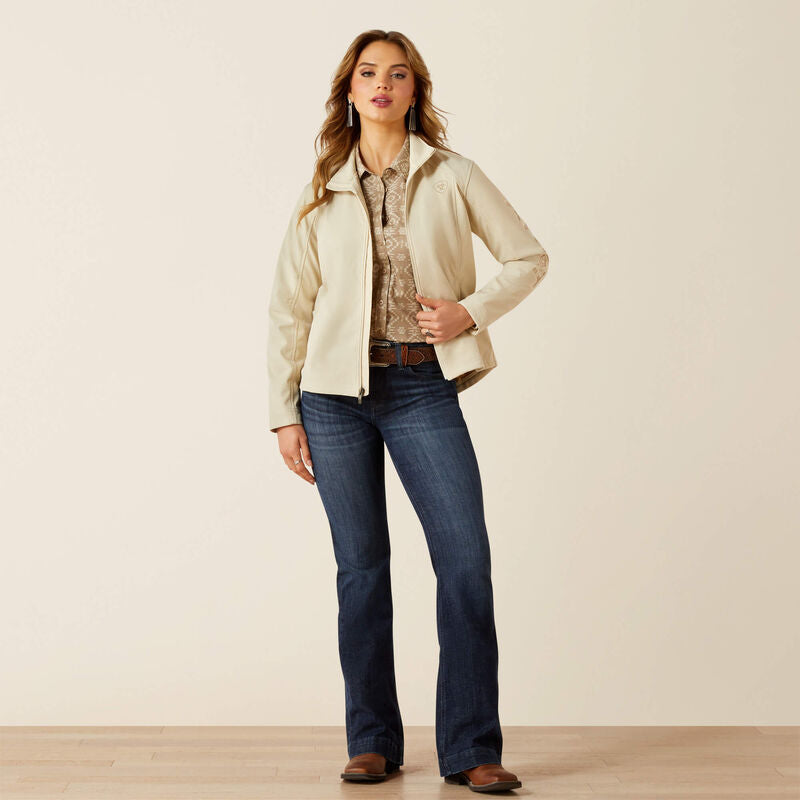 Ariat Logo Softshell Jacket: OYSTER GREY|DUNE