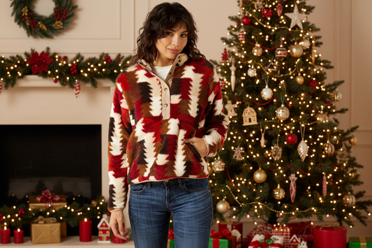 Ariat Berber Snap Front Sweatshirt: OMBRE TRIANGLES