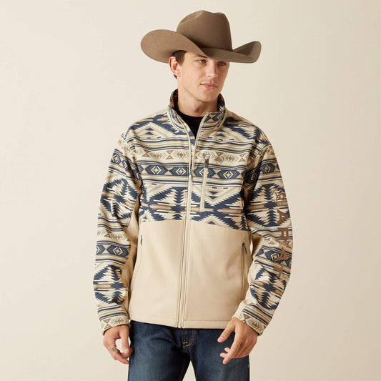 Ariat Logo Softshell Jacket: WHITE PEPPER SOUTHWEST