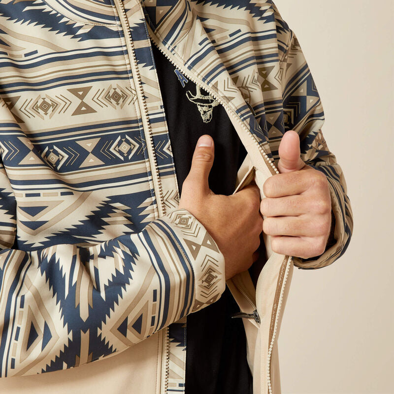 Ariat Logo Softshell Jacket: WHITE PEPPER SOUTHWEST