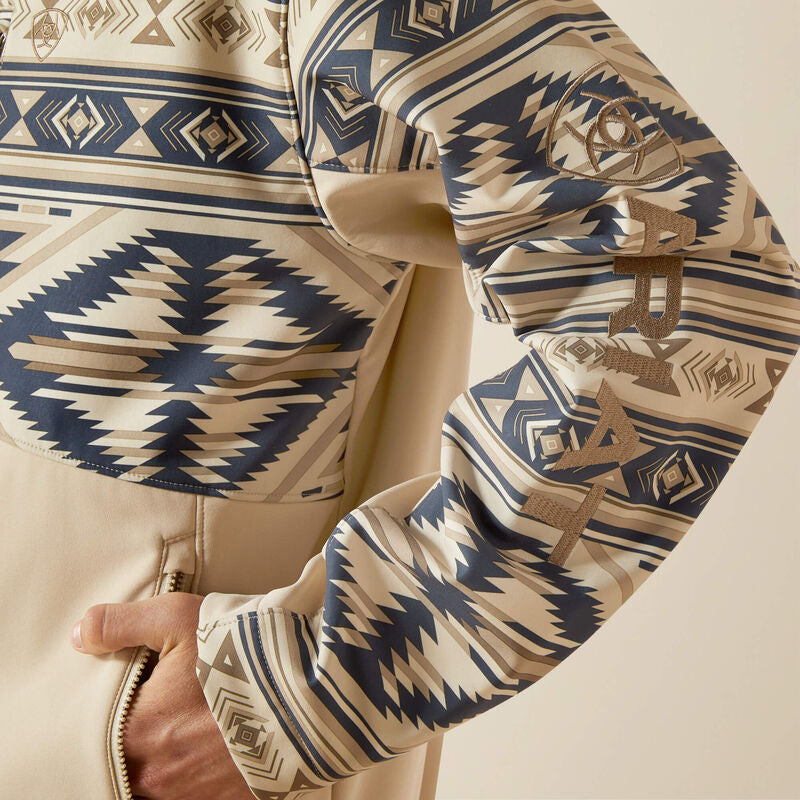 Ariat Logo Softshell Jacket: WHITE PEPPER SOUTHWEST