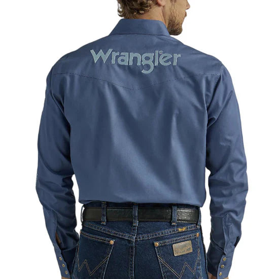 Wrangler Men's Logo Long Sleeve Snap Shirt