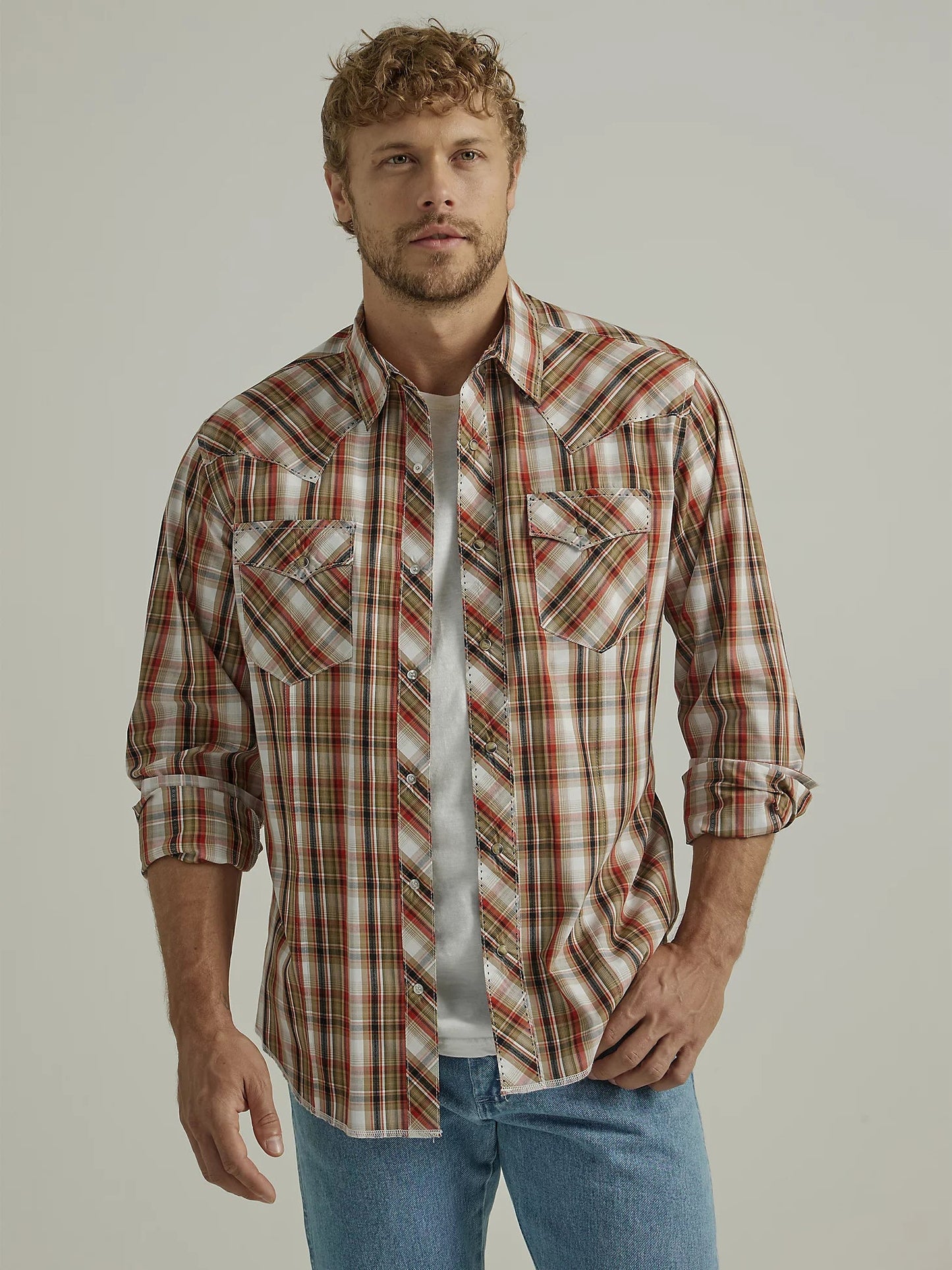 WRANGLER MEN'S FASHION WESTERN SNAP PLAID SHIRT