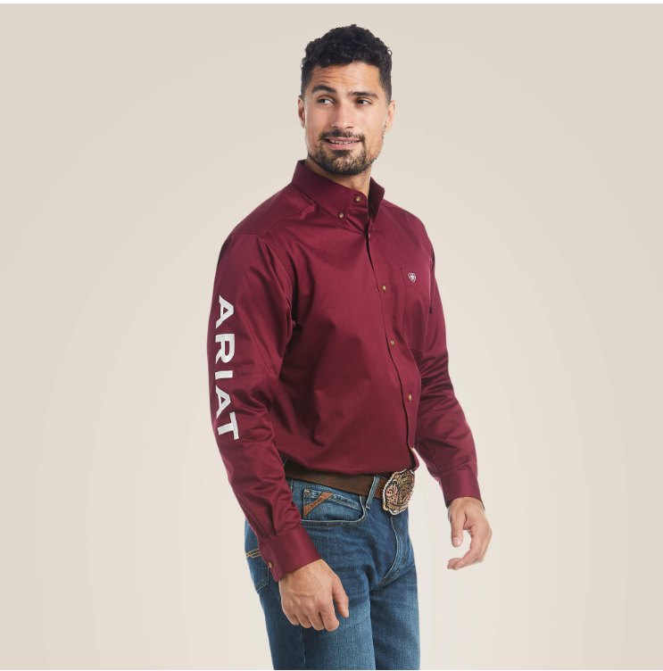 Burgundy Team Logo Twill Classic Fit Shirt