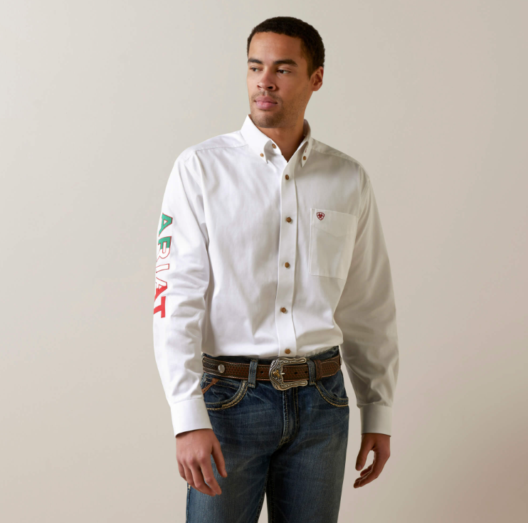 White Team Logo Twill Classic Fit Shirt