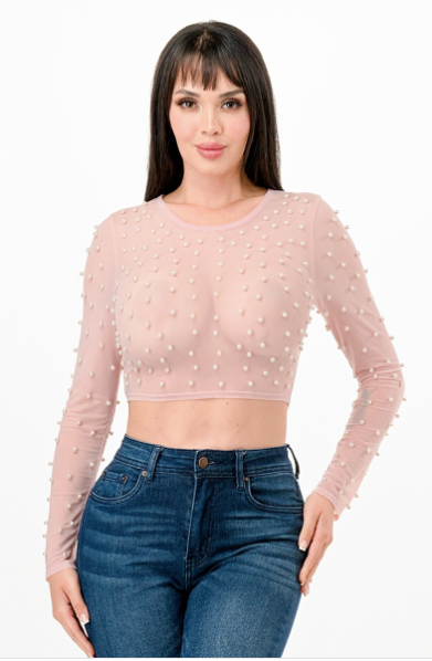 Pearl Mesh See Through Top