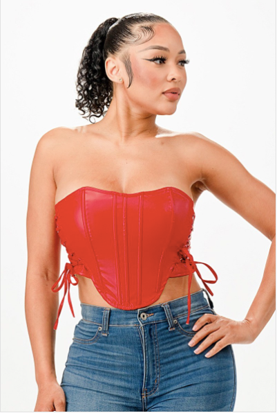 Stretched PU Corset Top