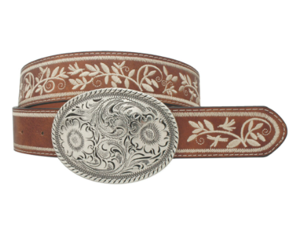 EMBROIDERED STRAP OVAL BUCKLE BELT