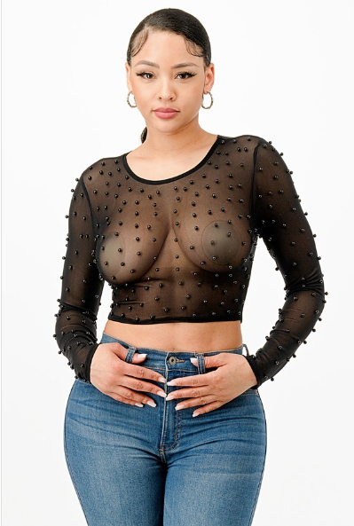 Pearl Mesh See Through Top